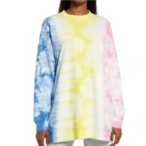 Wrangler Tie Dye Oversize Sweatshirt in Marina Blue Size Large Women's